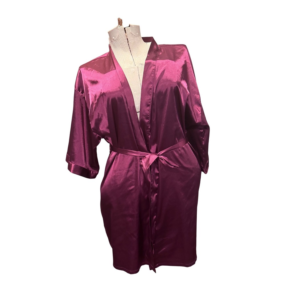 Satin Robe Turquaz Linen Purple‎ S/M Bath Loungewear Kimono